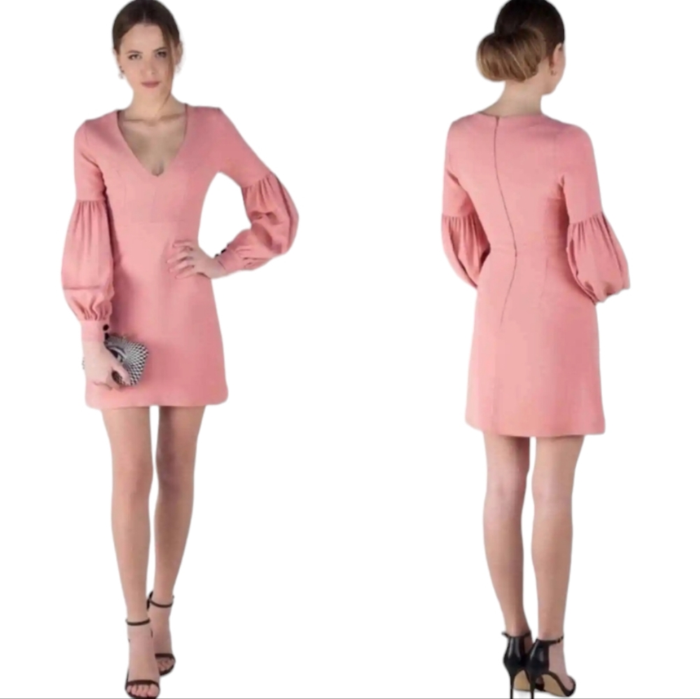 ALEXIS "ELLENA" PINK ASH BALLOON SLEEVE FLIRTY DRESS S SMALL